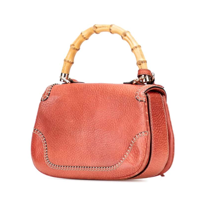 Gucci Small Leather New Bamboo Satchel Red Leather Very good condition - Back View