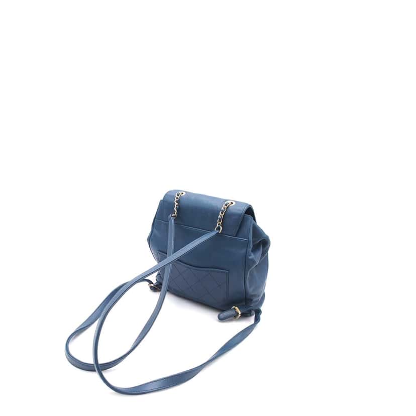 Chanel Caviar Business Affinity Backpack Blue Leather Good condition - Back View