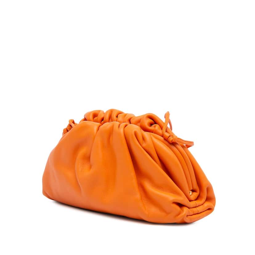 Bottega Veneta Lambskin The Mini Pouch Crossbody Orange Leather Good condition - Back View