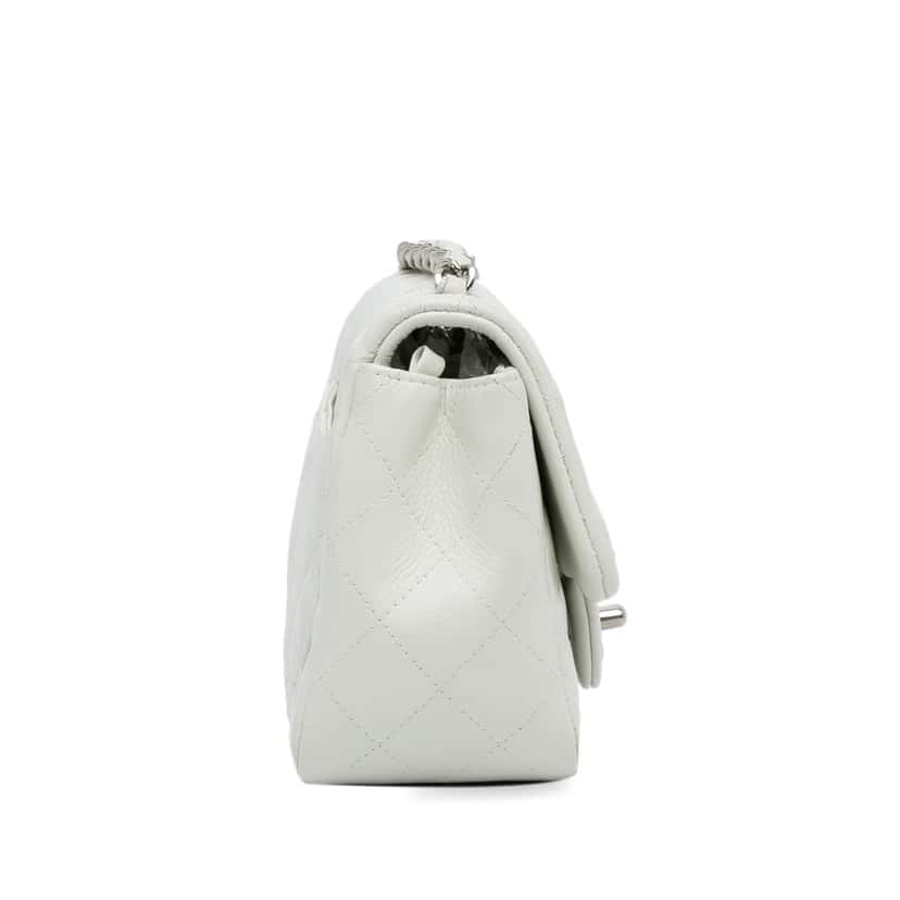Chanel Mini Square Classic Caviar Single Flap White Leather Fair condition - Inside View