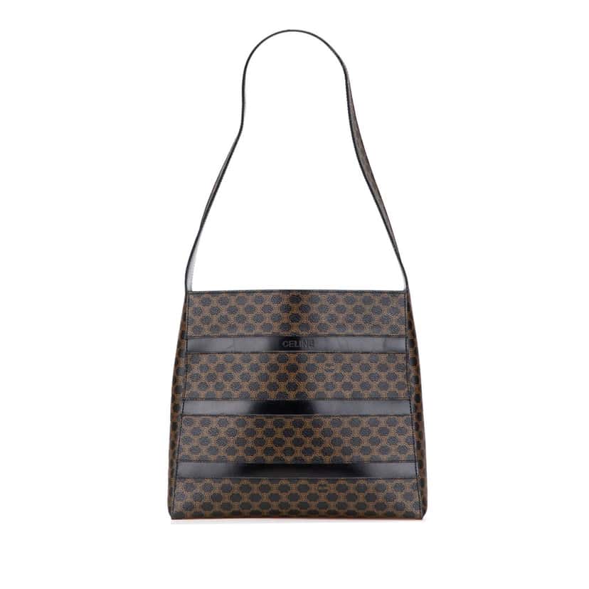 Celine Macadam Coated Canvas Shoulder Bag Brown Canvas Good condition - Front View