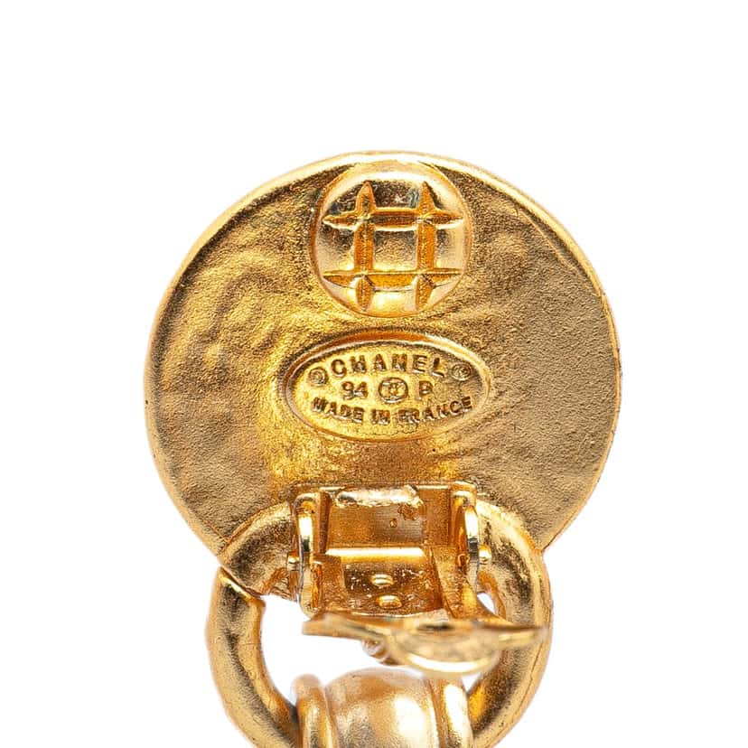 Chanel Gold Plated Gripoix Bell Swing Clip-On Earrings Gold Metal Good condition - Inside View