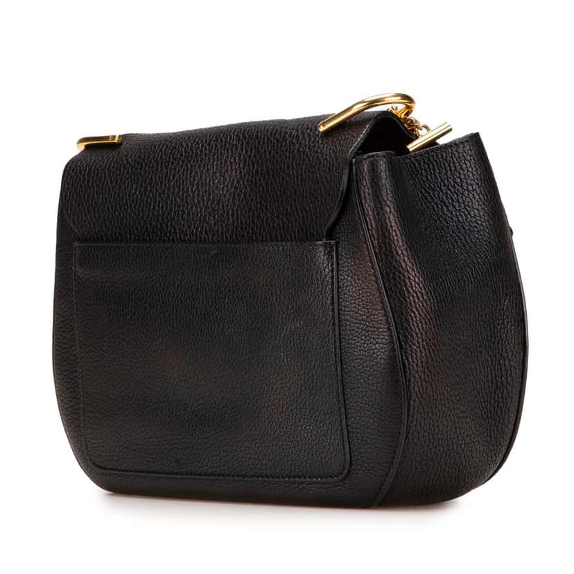 Chloé Large Grained Lambskin Drew Crossbody Black Leather Good condition - Back View