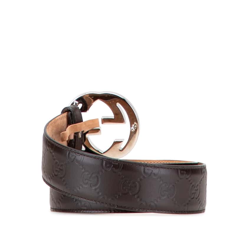 Gucci Guccissima Interlocking G Belt Brown Leather Good condition - Inside View