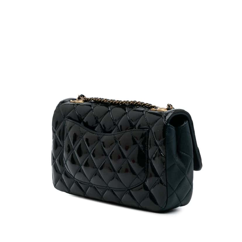 Chanel Paris-Salzburg Medium Patent Goatskin CC Eyelet Flap Blue Leather Good condition - Back View