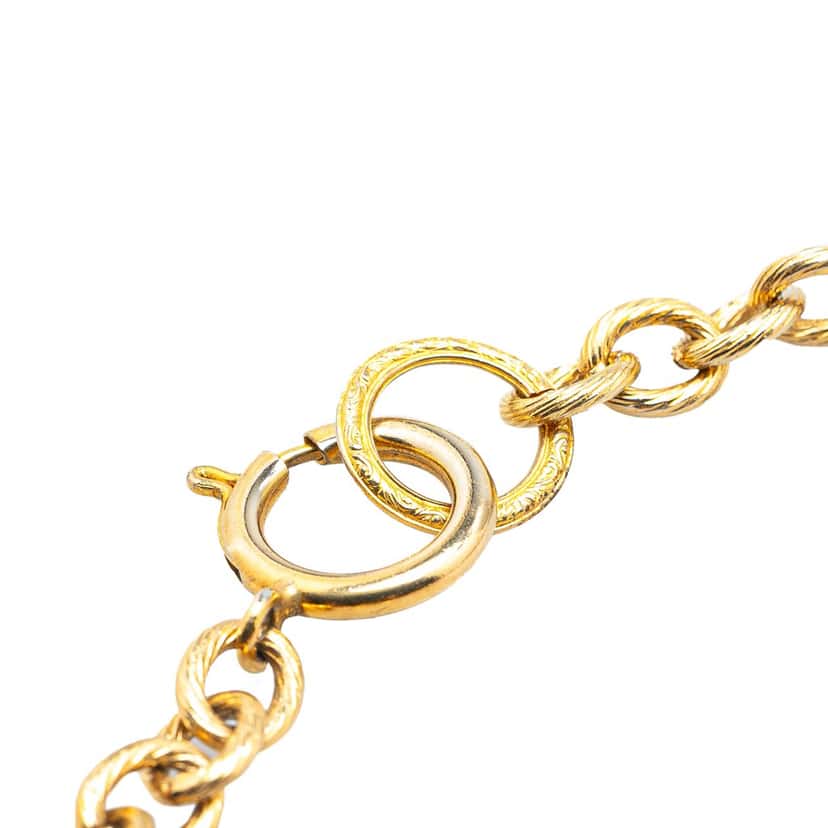 Chanel Gold Plated Quilted Oval Medallion Station Chain Link Necklace Gold Metal Good condition - Back View