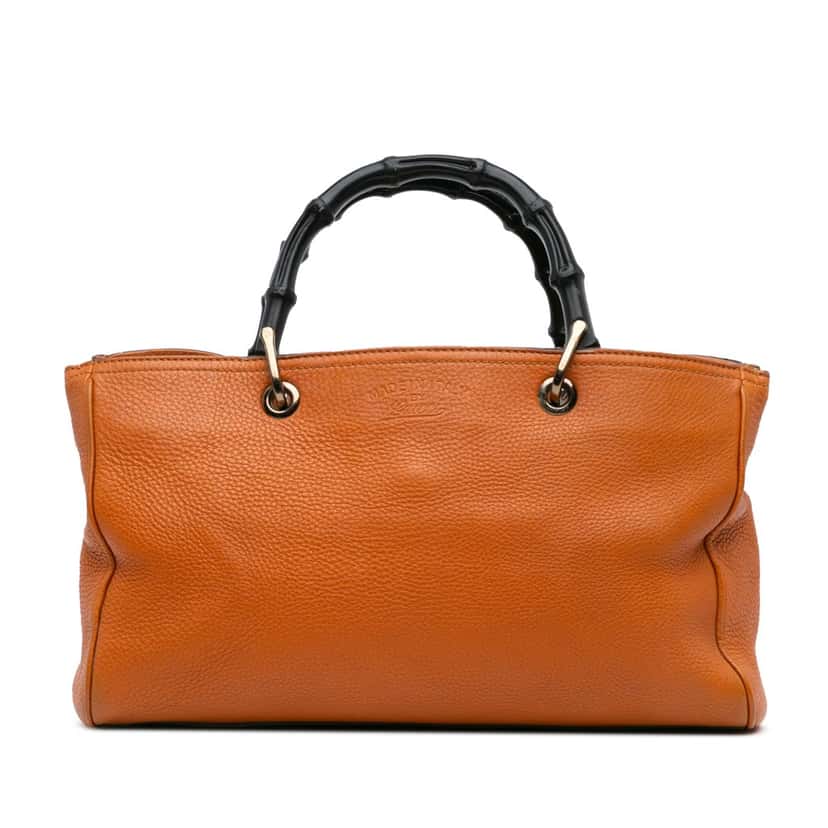 Gucci Medium Calfskin Bamboo Shopper Satchel Orange Leather Good condition - Front View