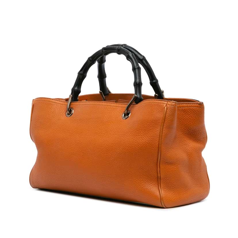 Gucci Medium Calfskin Bamboo Shopper Satchel Orange Leather Good condition - Back View