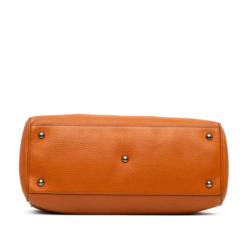 Gucci Medium Calfskin Bamboo Shopper Satchel Orange Leather Good condition - Inside View