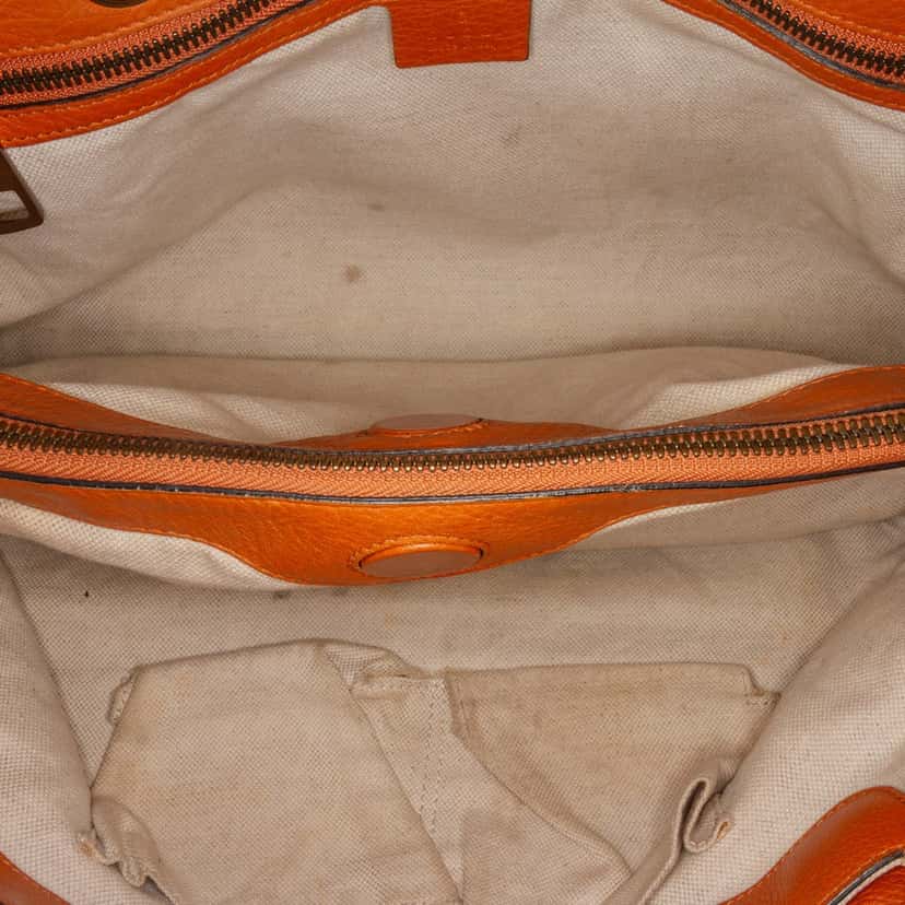 Gucci Medium Calfskin Bamboo Shopper Satchel Orange Leather Good condition - Model View