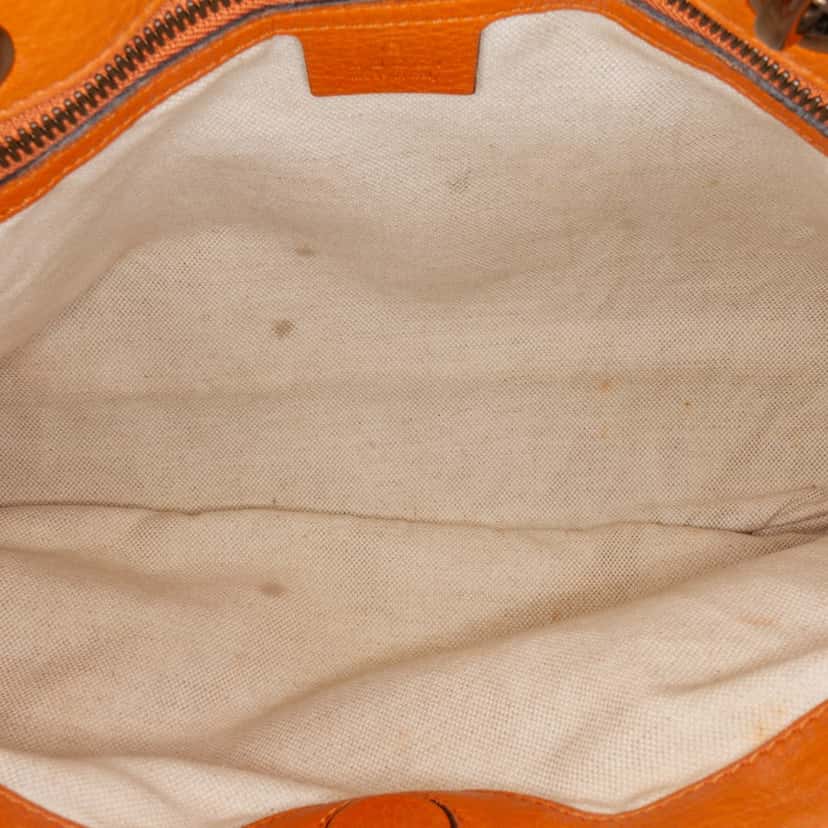 Gucci Medium Calfskin Bamboo Shopper Satchel Orange Leather Good condition - Box View
