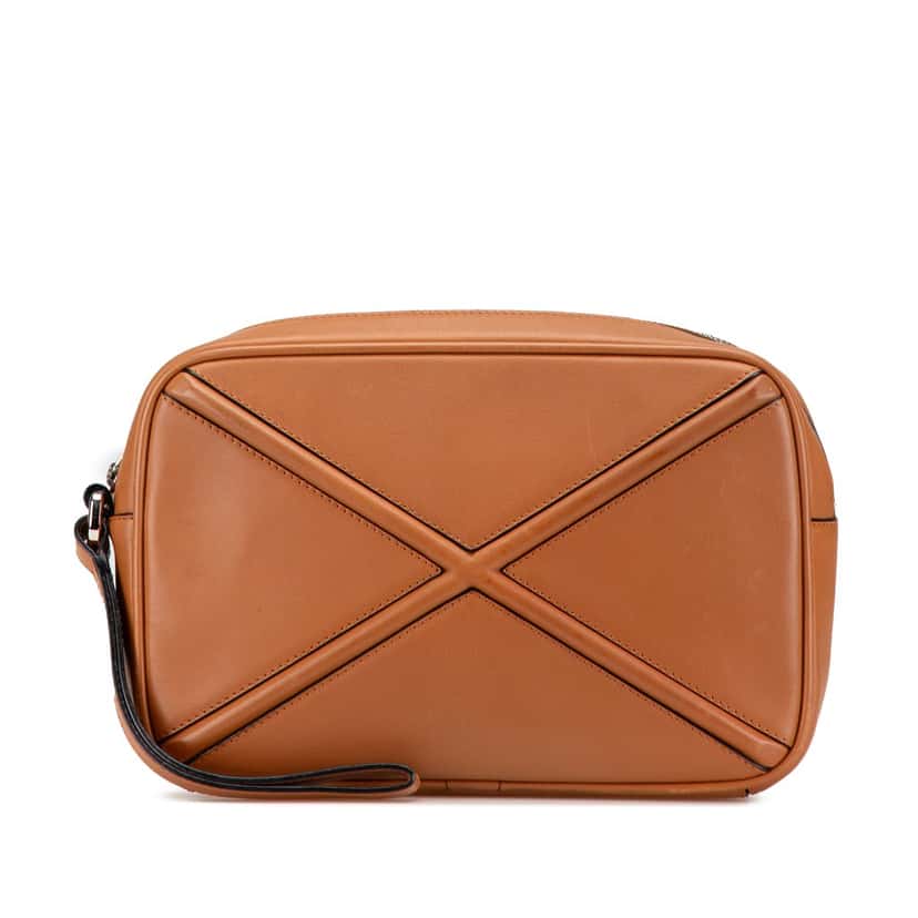 Loewe Leather Puzzle Clutch Brown Leather Good condition - Front View