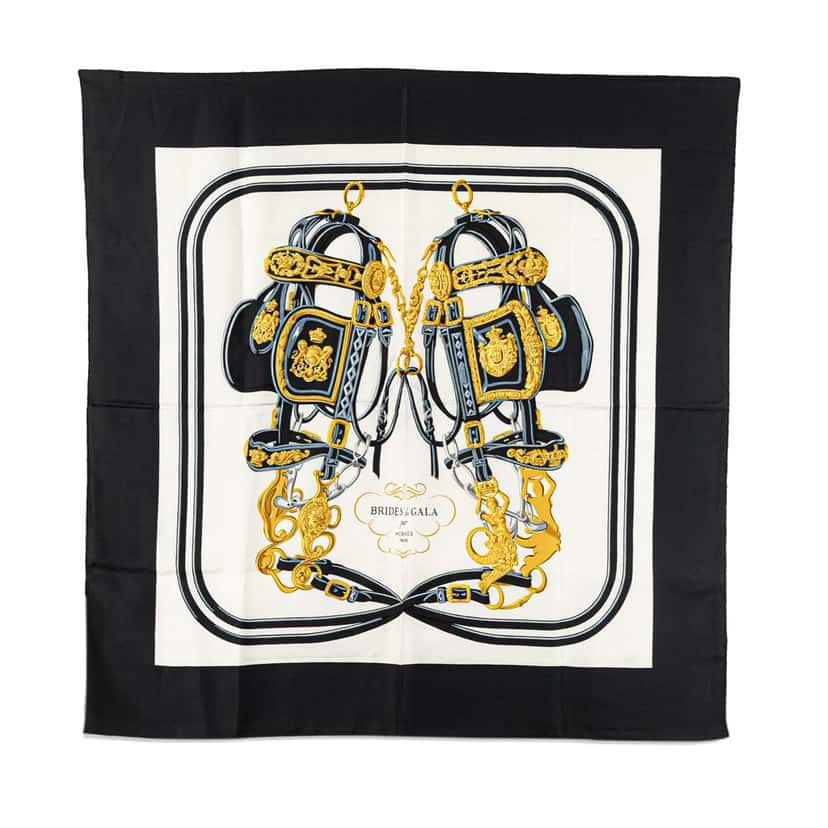 Hermès Brides de Gala Silk Scarf Black Silk Good condition - Front View