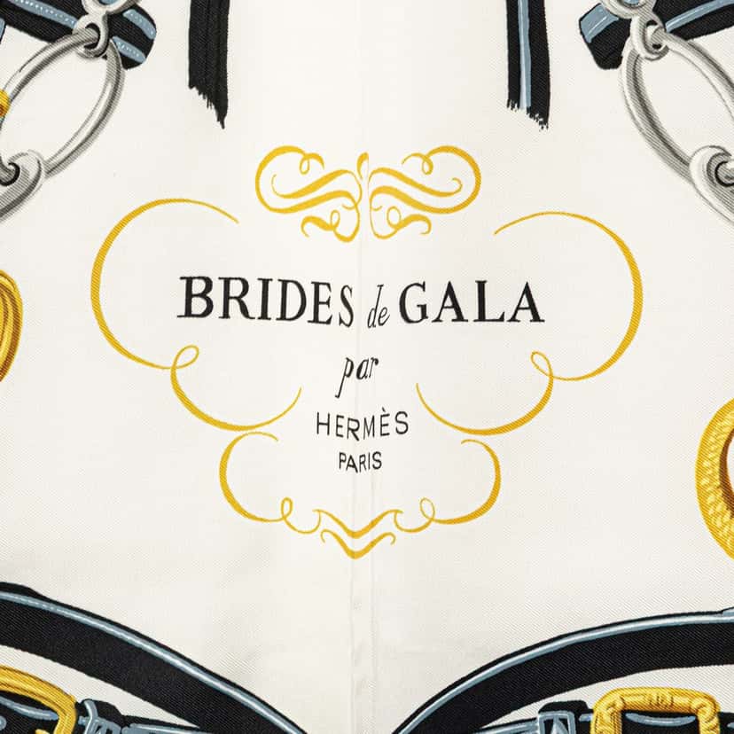Hermès Brides de Gala Silk Scarf Black Silk Good condition - Inside View