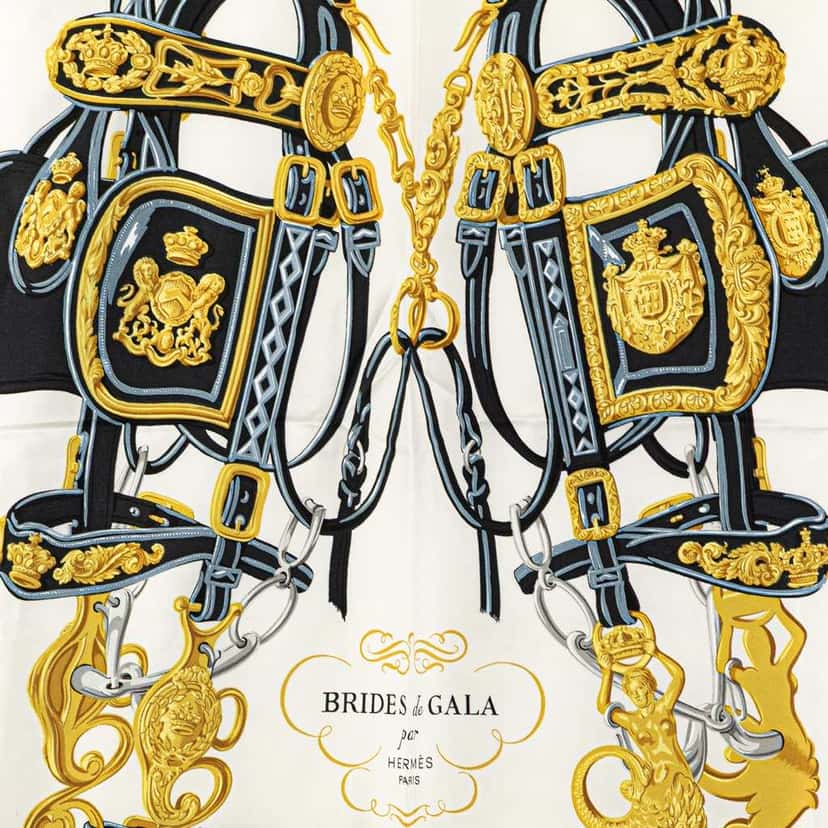 Hermès Brides de Gala Silk Scarf Black Silk Good condition - Box View