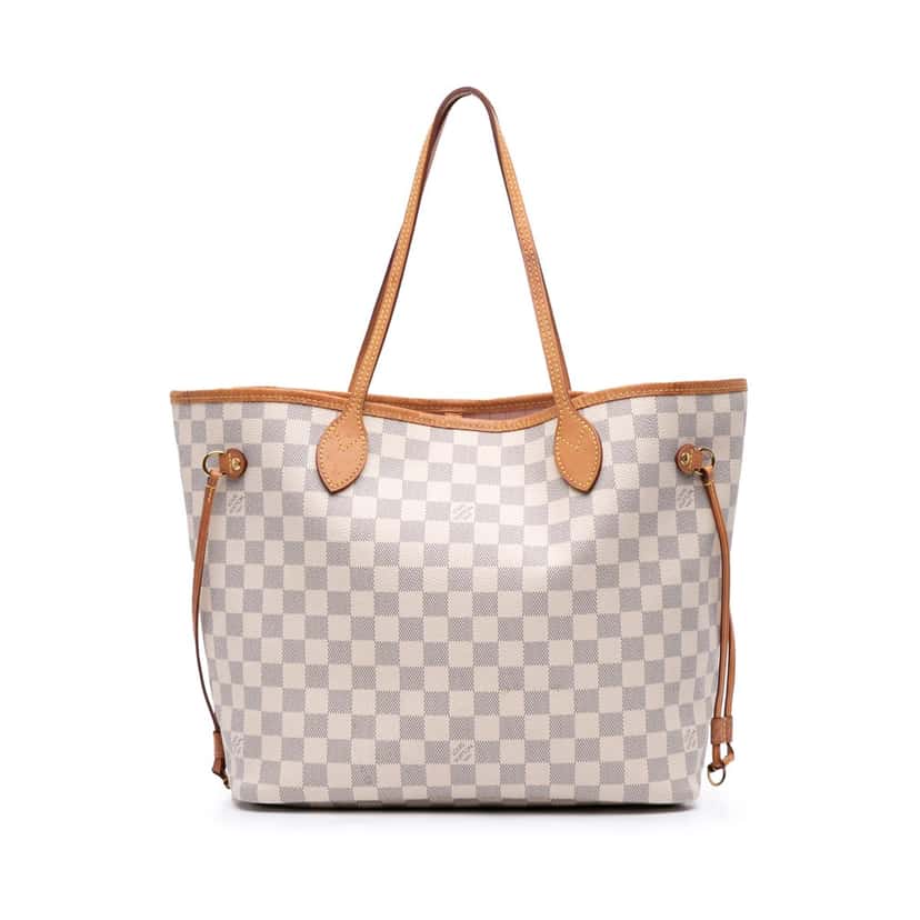 Louis Vuitton Damier Azur Neverfull MM White Canvas Good condition - Front View