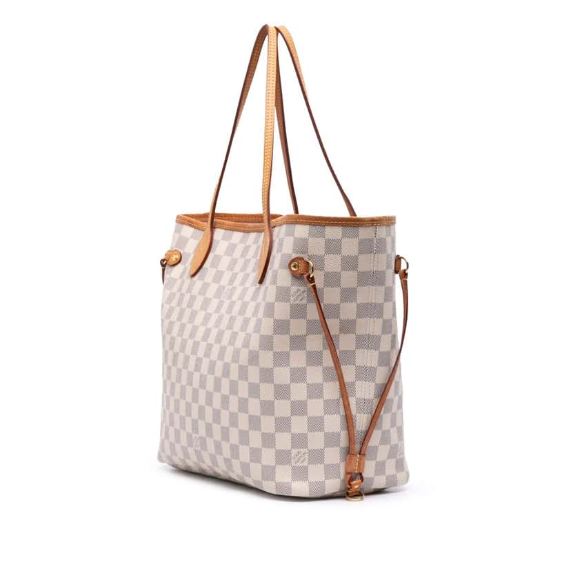 Louis Vuitton Damier Azur Neverfull MM White Canvas Good condition - Back View