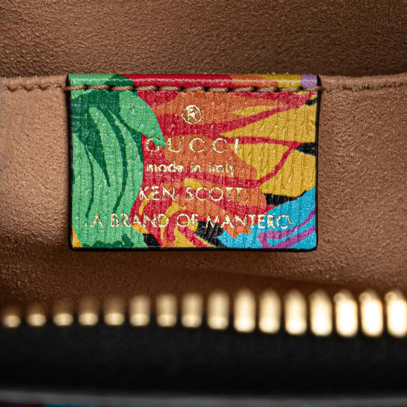Gucci Ken Scoot New Shangai Mini Calfskin Jenny Floral Print Horsebit 1955 Top Handle Bag Black Leather Good condition - Box View