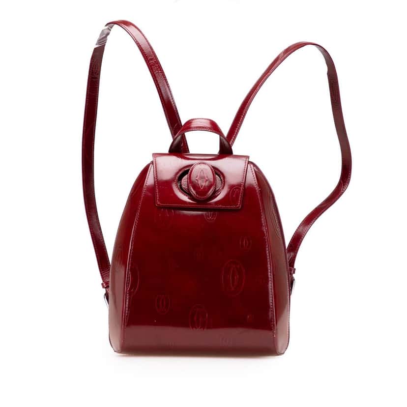 Cartier Patent Happy Birthday Backpack Red Leather Good condition - Front View