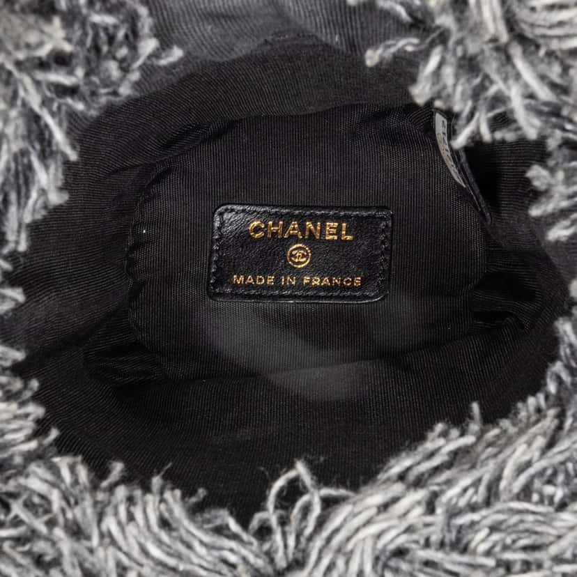 Chanel Mini Denim Mood Bucket with Chain Grey Denim Good condition - Model View