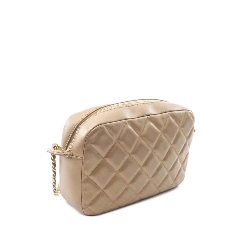 Chanel CC Quilted Lambskin Camera Crossbody Gold Leather Good condition - Back View
