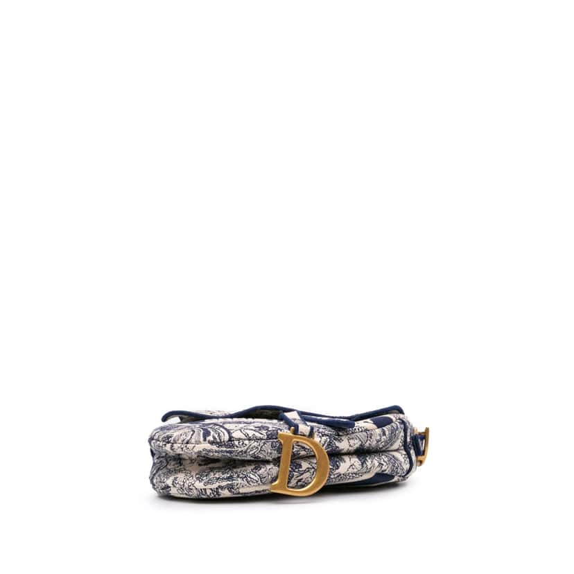 Dior Canvas Embroidered Toile de Jouy Saddle Bag Blue Canvas Good condition - Inside View