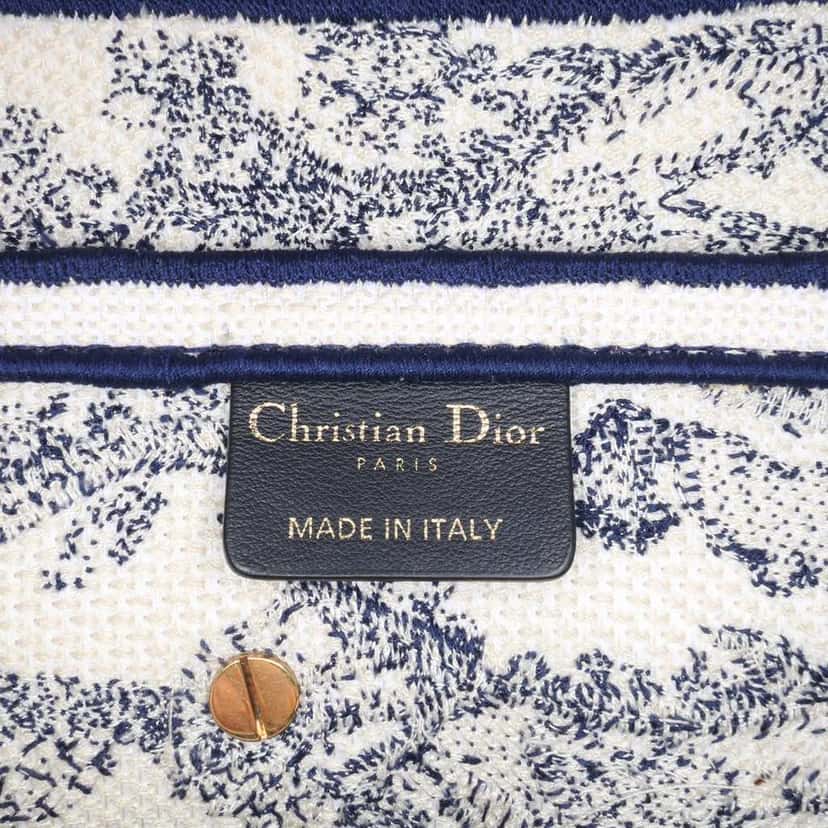 Dior Canvas Embroidered Toile de Jouy Saddle Bag Blue Canvas Good condition - Box View