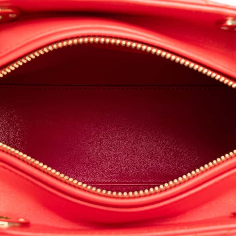 Dior Medium Bicolor Lambskin Cannage Lady Dior Red Leather Good condition - Model View