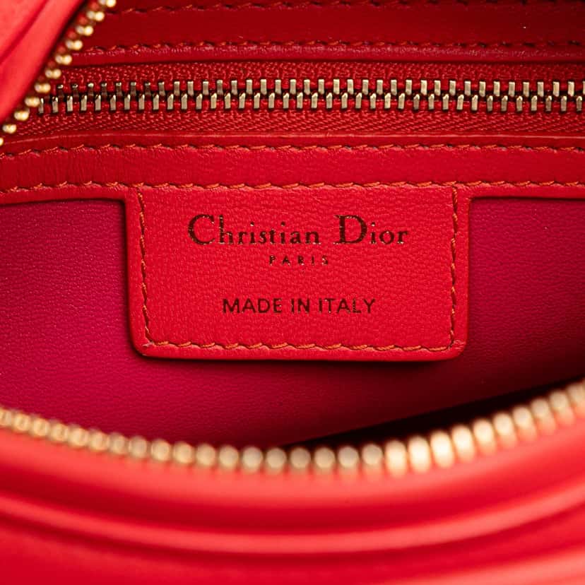Dior Medium Bicolor Lambskin Cannage Lady Dior Red Leather Good condition - Box View