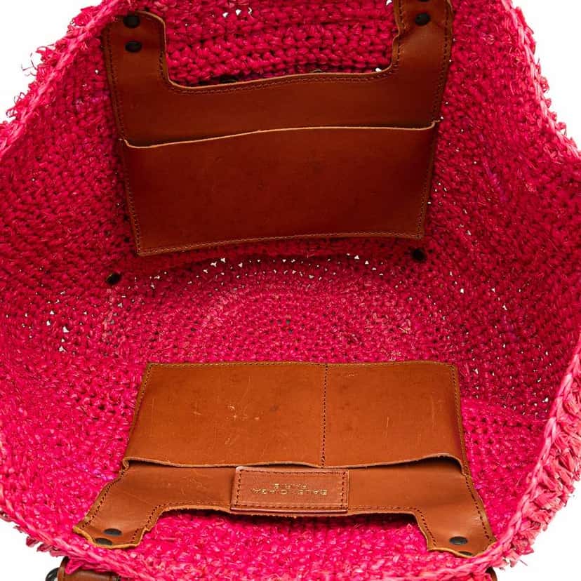 Balenciaga Small Raffia Motocross Panier Basket Tote Pink Good condition - Model View