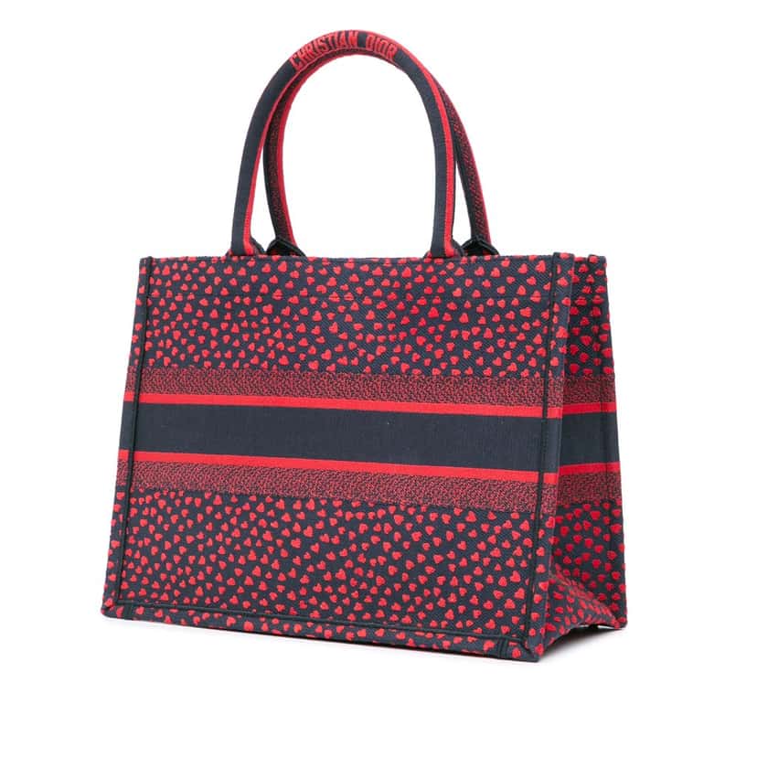 Dior Medium Canvas Pop Hearts I Love Paris Book Tote Red Canvas Good condition - Back View