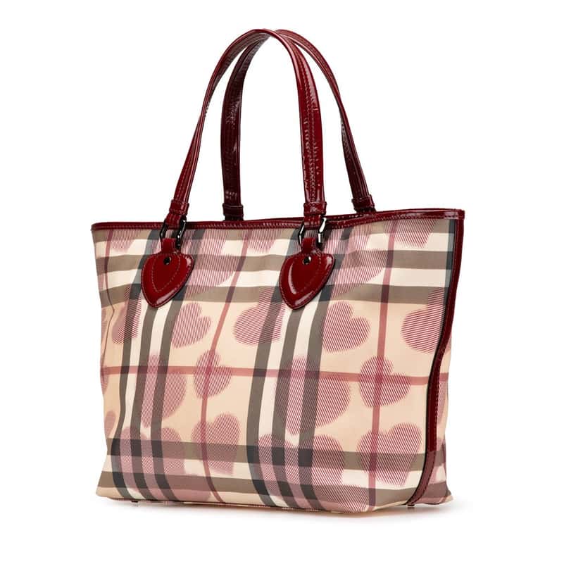 Burberry House Check Coated Canvas Hearts Gracie Tote Brown Canvas Good condition - Back View