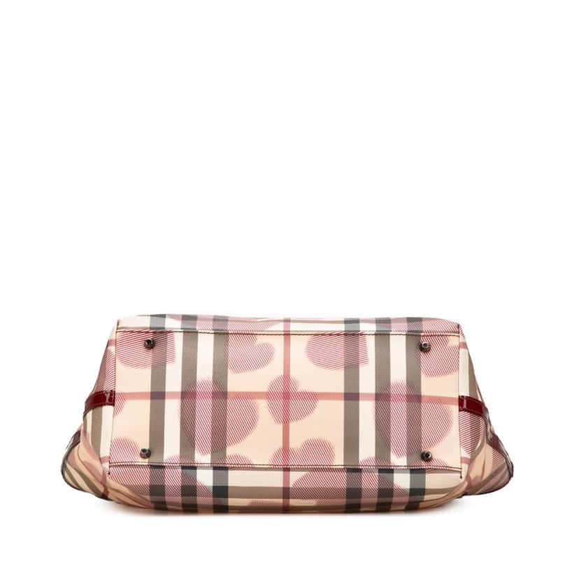 Burberry House Check Coated Canvas Hearts Gracie Tote Brown Canvas Good condition - Inside View