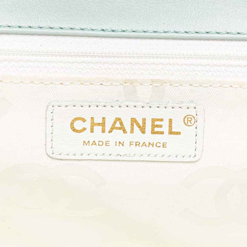 Chanel Quilted Lambskin Wild Stitch Top Handle Flap Blue Leather Good condition - Box View