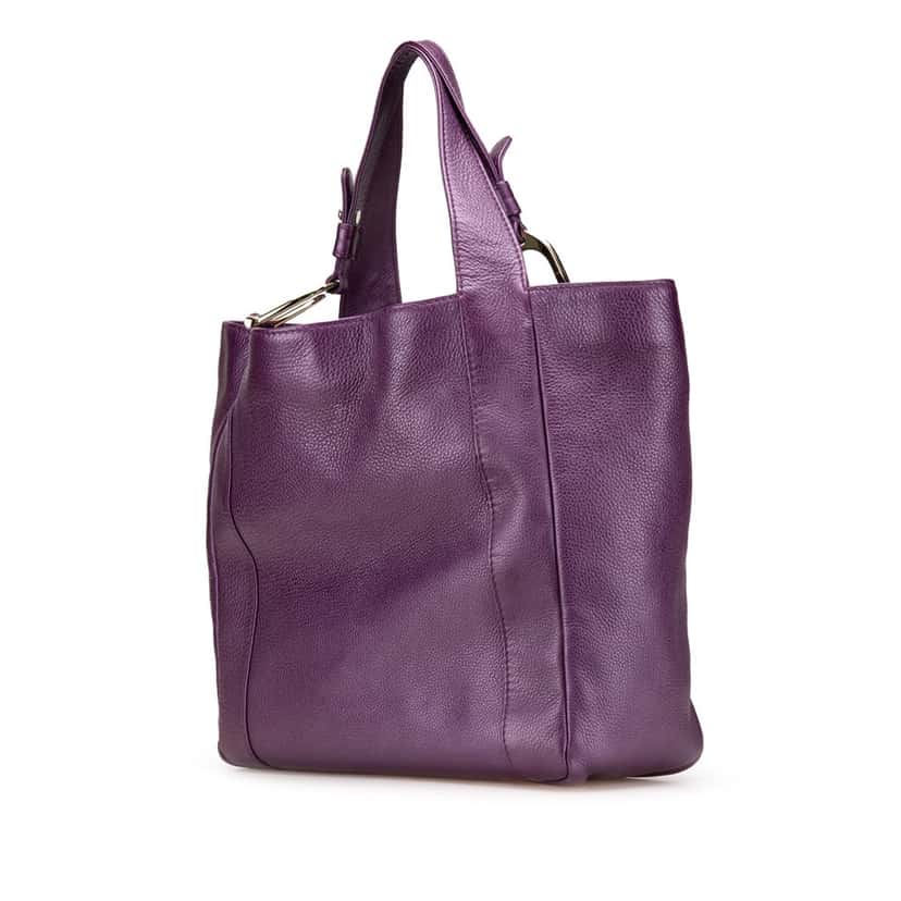 Gucci Leather Greenwich Tote Purple Leather Good condition - Back View