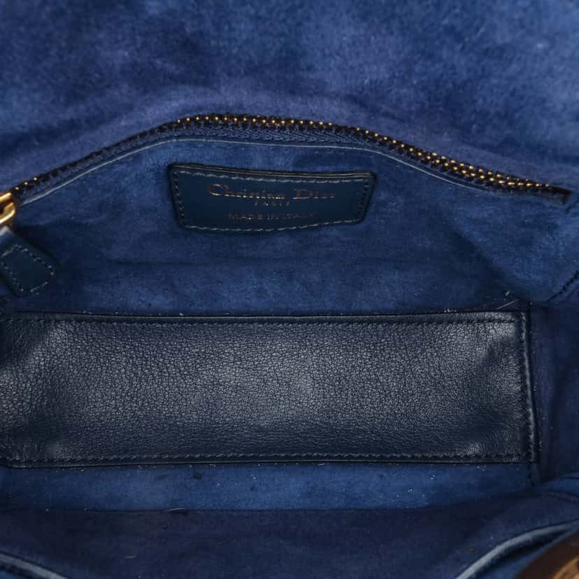 Dior Mini Lambskin Cannage Studded Supple Lady Dior Blue Leather Good condition - Model View