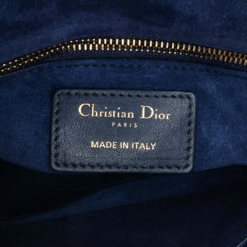 Dior Mini Lambskin Cannage Studded Supple Lady Dior Blue Leather Good condition - Box View