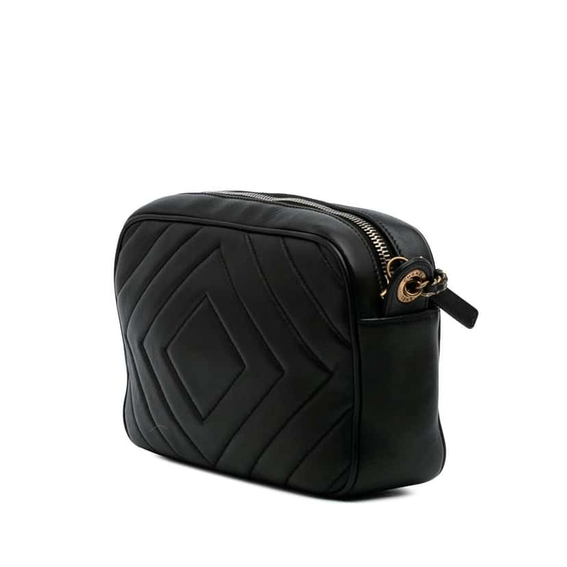 Chanel Chevron Lambskin Pyramid CC Camera Bag Black Leather Good condition - Back View