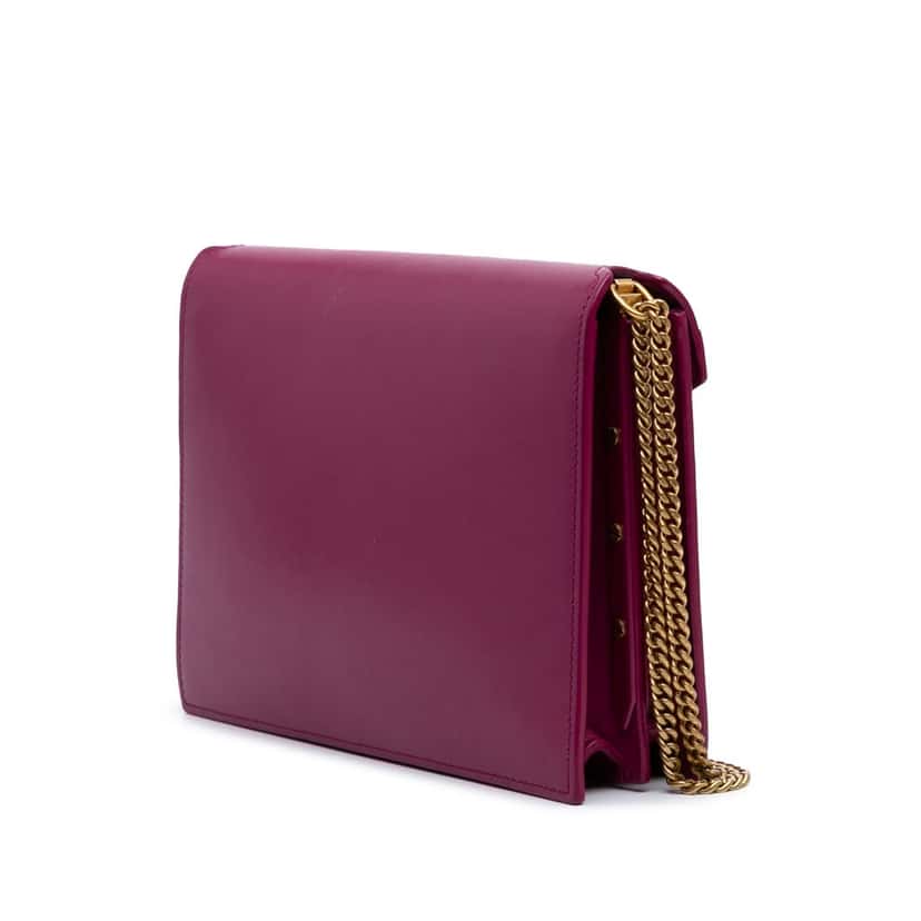 Saint Laurent Smooth Calfskin Monogram Cassandra Clasp Bag Purple Leather Good condition - Back View