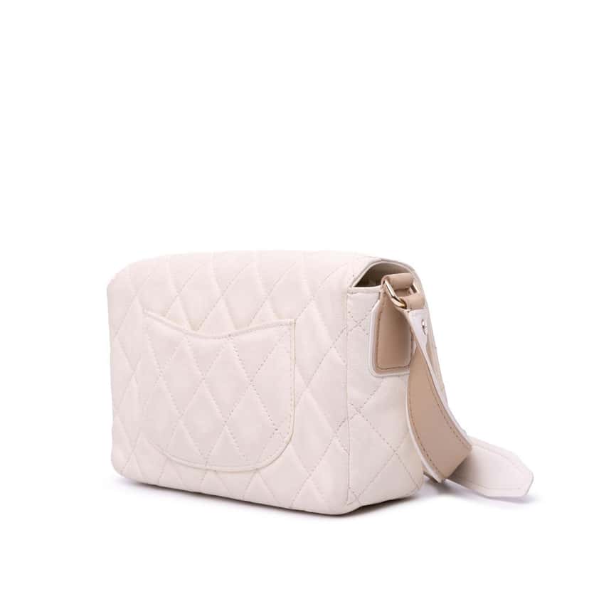 Chanel Medium CC Quilted Caviar Buckle Strap Messenger Bag Brown Leather Good condition - Back View