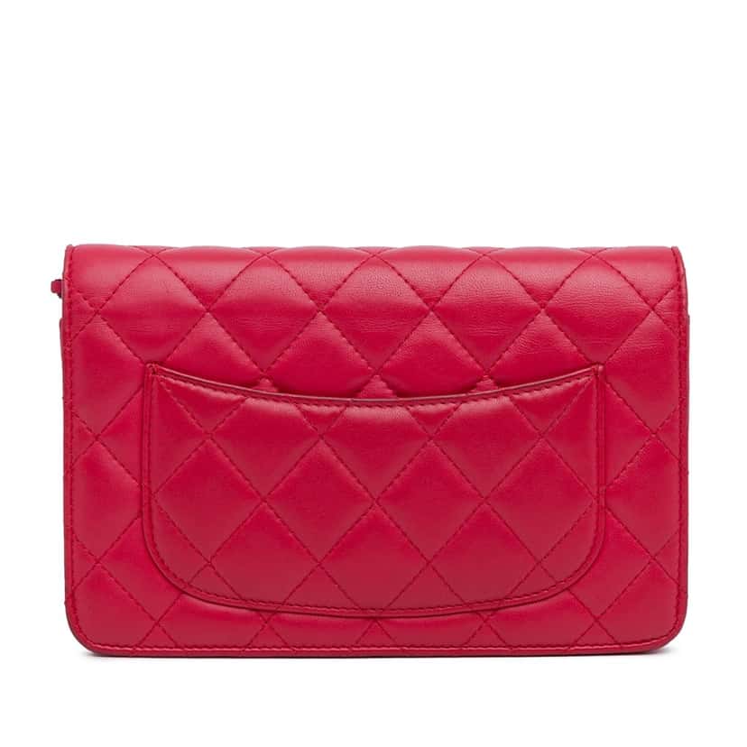 Chanel Classic Lambskin Wallet on Chain Pink Leather Good condition - Inside View