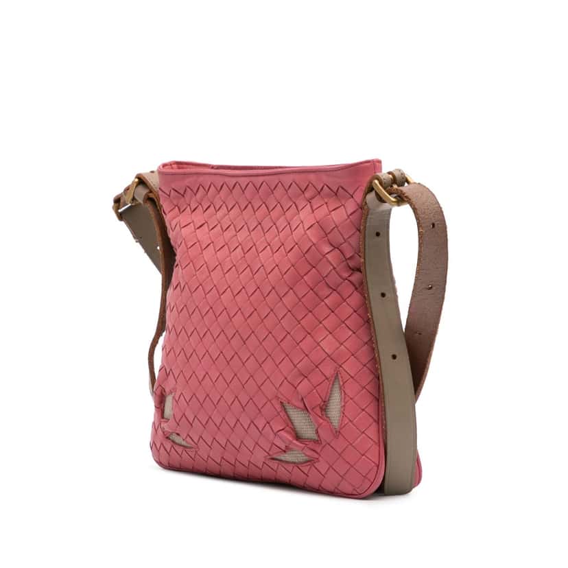 Bottega Veneta Intrecciato Crossbody Pink Leather Good condition - Back View