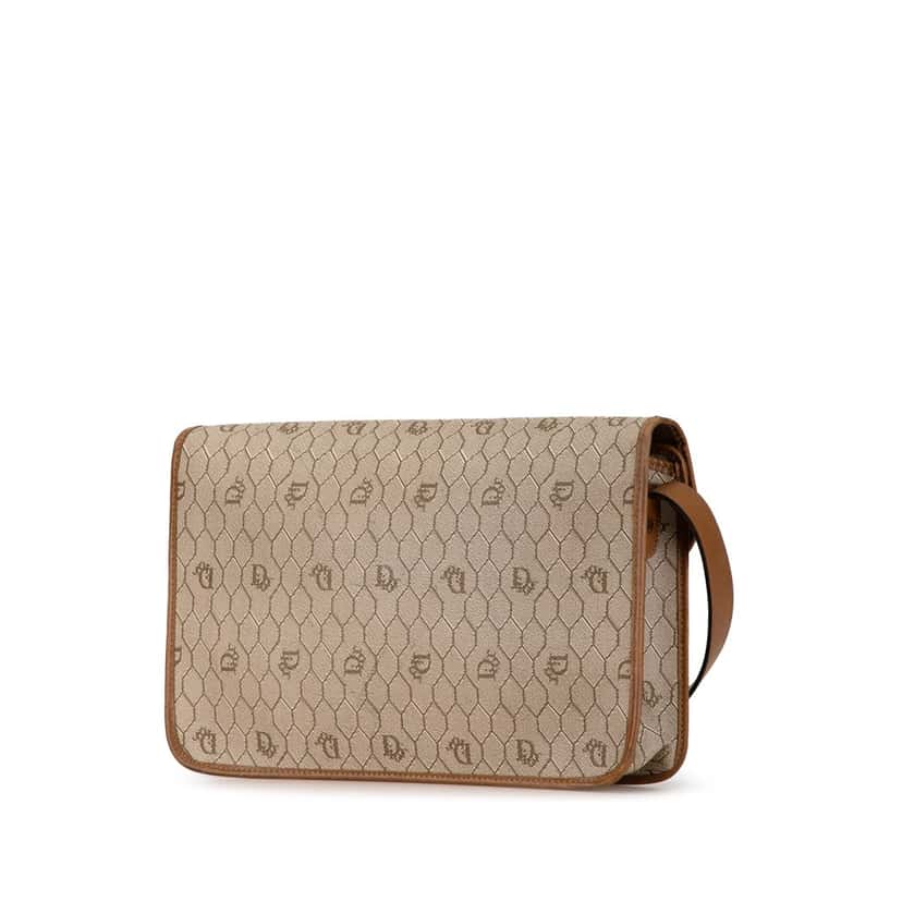 Dior Honeycomb Coated Canvas Crossbody Brown Canvas Fair condition - Back View