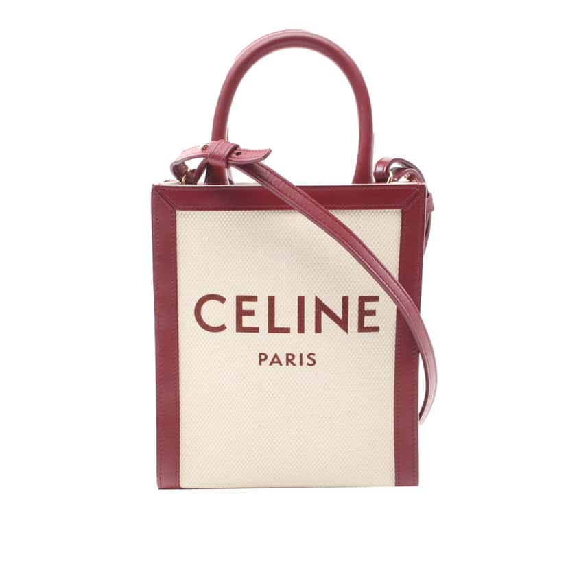 Celine Mini Canvas Vertical Cabas Satchel Brown Canvas Good condition - Front View