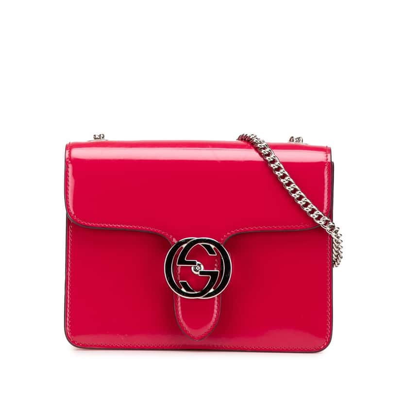 Gucci Small Polished Calfskin Interlocking G Dollar Crossbody Red Leather Good condition - Front View