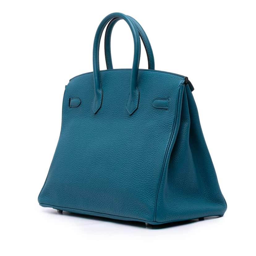 Hermès Togo Birkin Retourne 35 Blue Leather Good condition - Back View