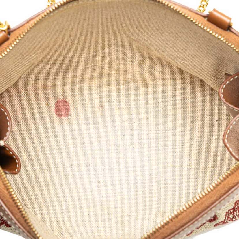 Celine Triomphe Embroidered Canvas Clutch On Chain Brown Canvas Good condition - Model View