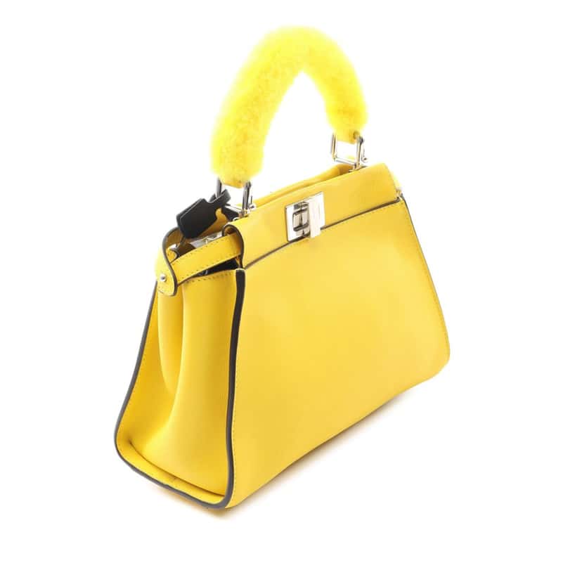 Fendi Mini Leather Peekaboo Iconic Satchel Yellow Leather Good condition - Back View