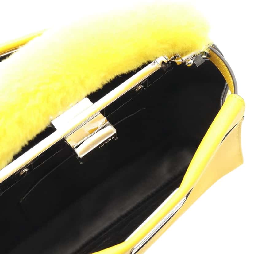 Fendi Mini Leather Peekaboo Iconic Satchel Yellow Leather Good condition - Inside View