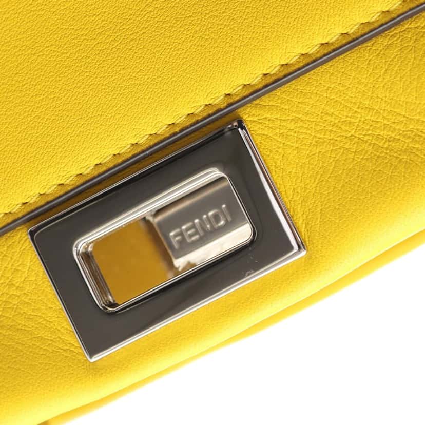 Fendi Mini Leather Peekaboo Iconic Satchel Yellow Leather Good condition - Box View
